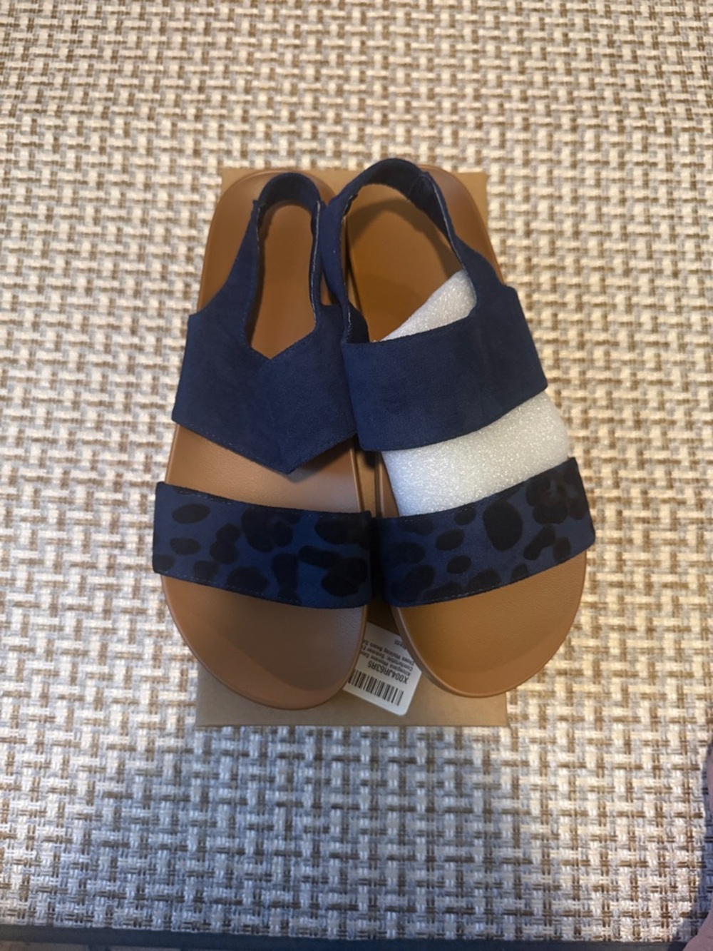 Women's Navy Blue Slingback Sandal with Printed Strap
